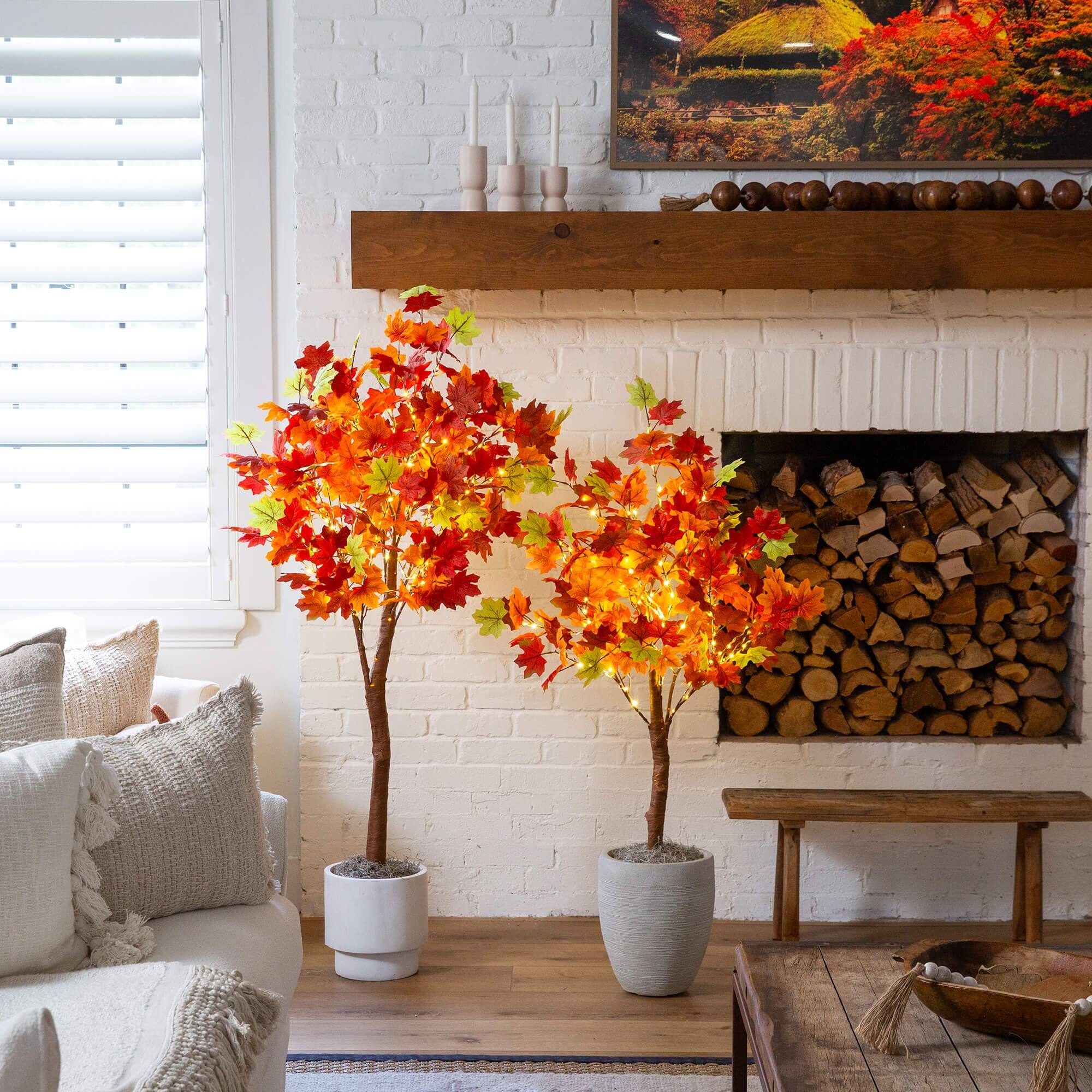 6ft. Pre-Lit Shades of Autumn Maple Artificial Fall Tree with 360 Warm White LED Lights